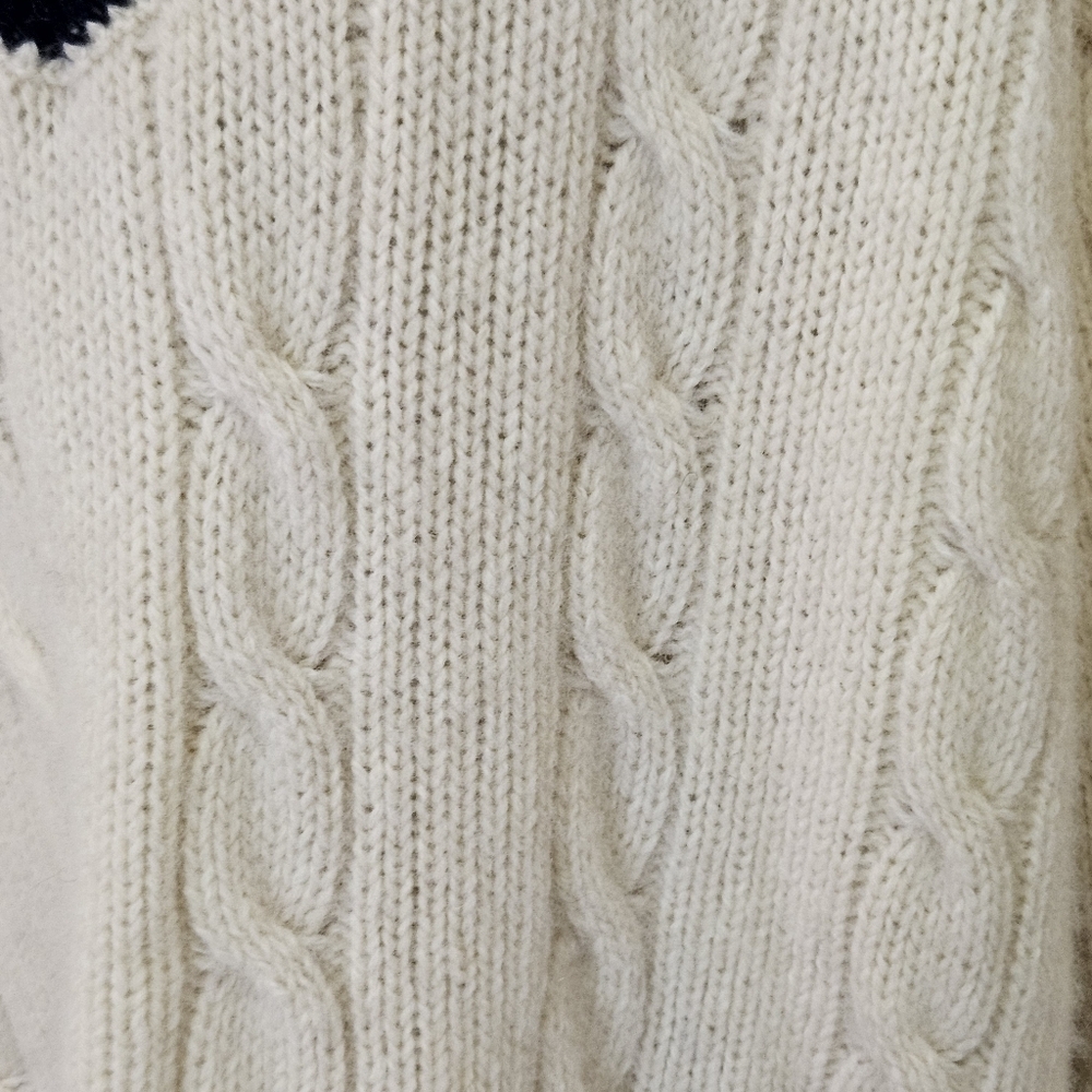 Brandy Melville NIKKI Cream/Red/Navy Cable Knit Oversized Wool Sweater,One Size - Picture 4 of 16